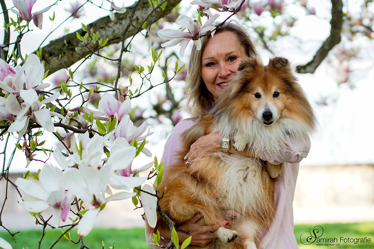 Frühling Hundefotoshooting Magnolien
